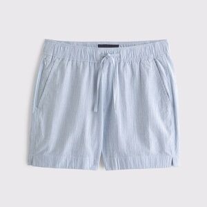 Abercrombie & Fitch Men's Textured Pull-On Blue Pinstripe Shorts